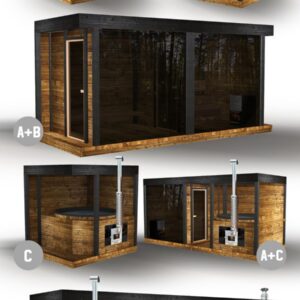 A. Sauna din lemn panoramica