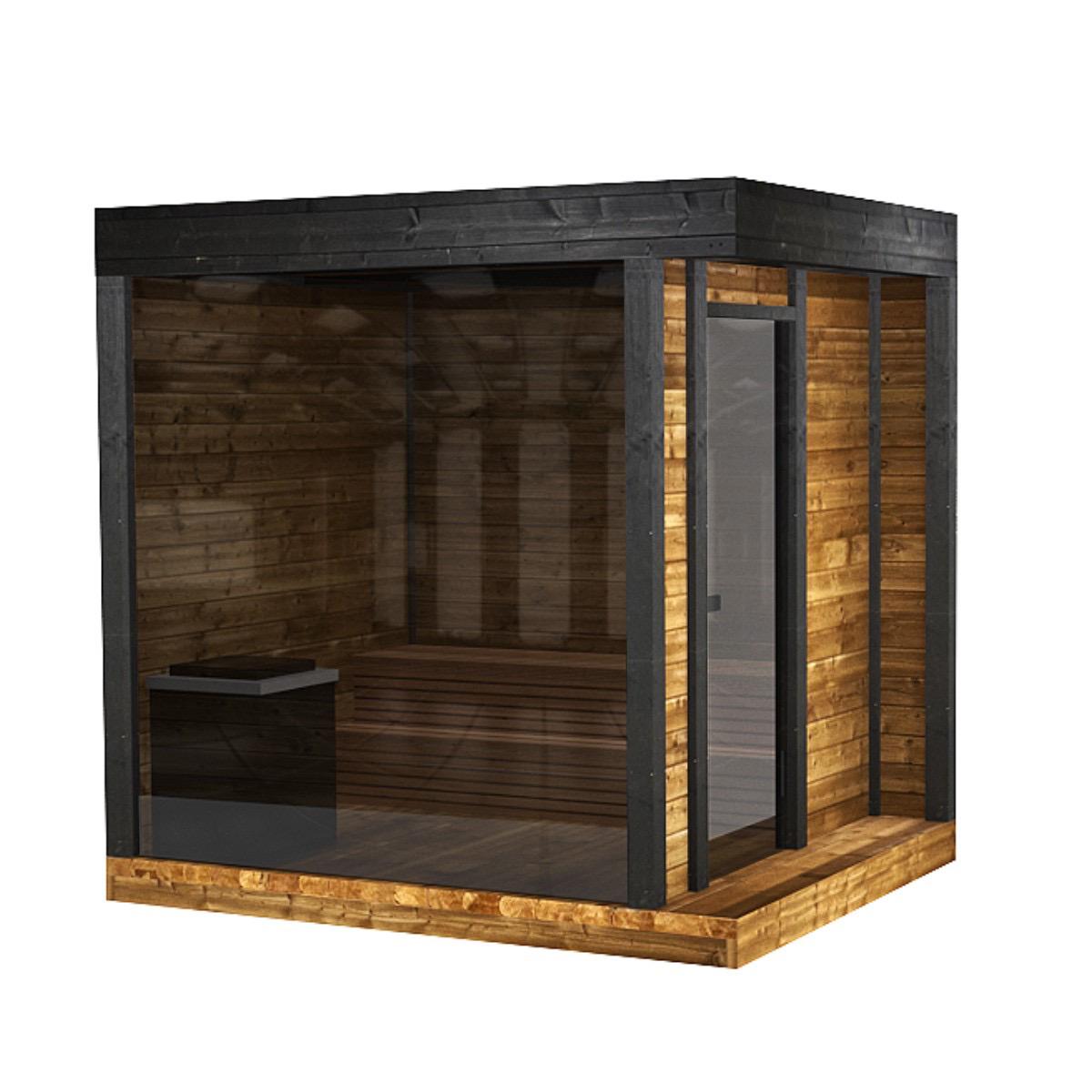 A. Sauna din lemn panoramica